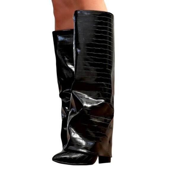 Gator print PU black boots - Picture 4 of 7